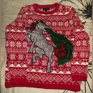Red Unicorn Christmas Sweater